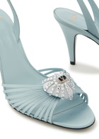 Valentino Garavani Coeur Royal 85 Embellished Satin Slingback Sandals Blue