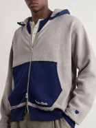 Human Made - Logo-Embroidered Two-Tone Cotton-Jersey Zip-Up Hoodie - Gray