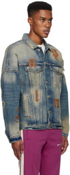 Palm Angels Blue Oversize Logo Patches Denim Jacket