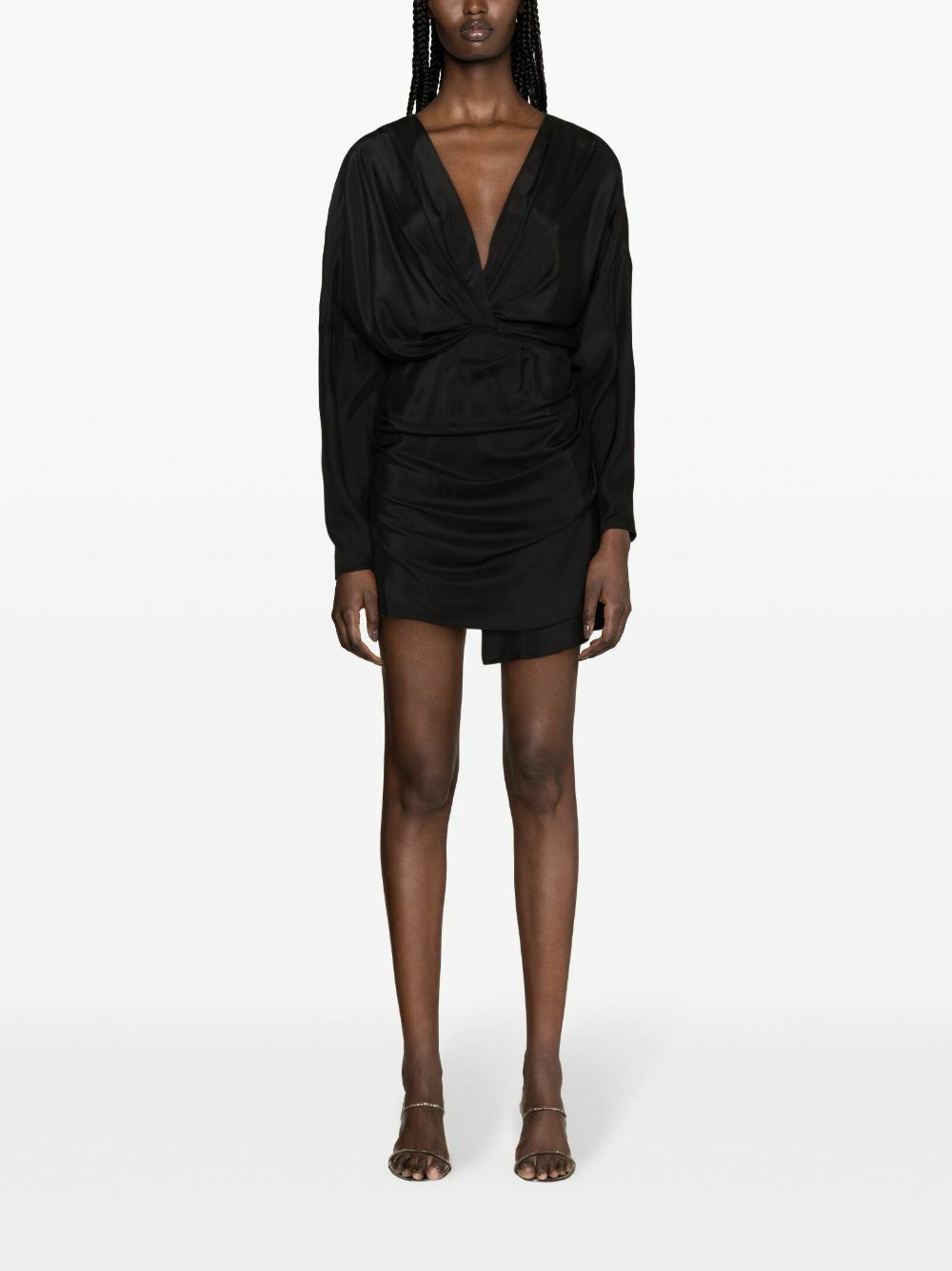 GAUGE81 Black Asuka Gathered Silk Dress