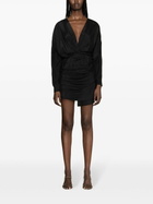 GAUGE81 Black Asuka Gathered Silk Dress