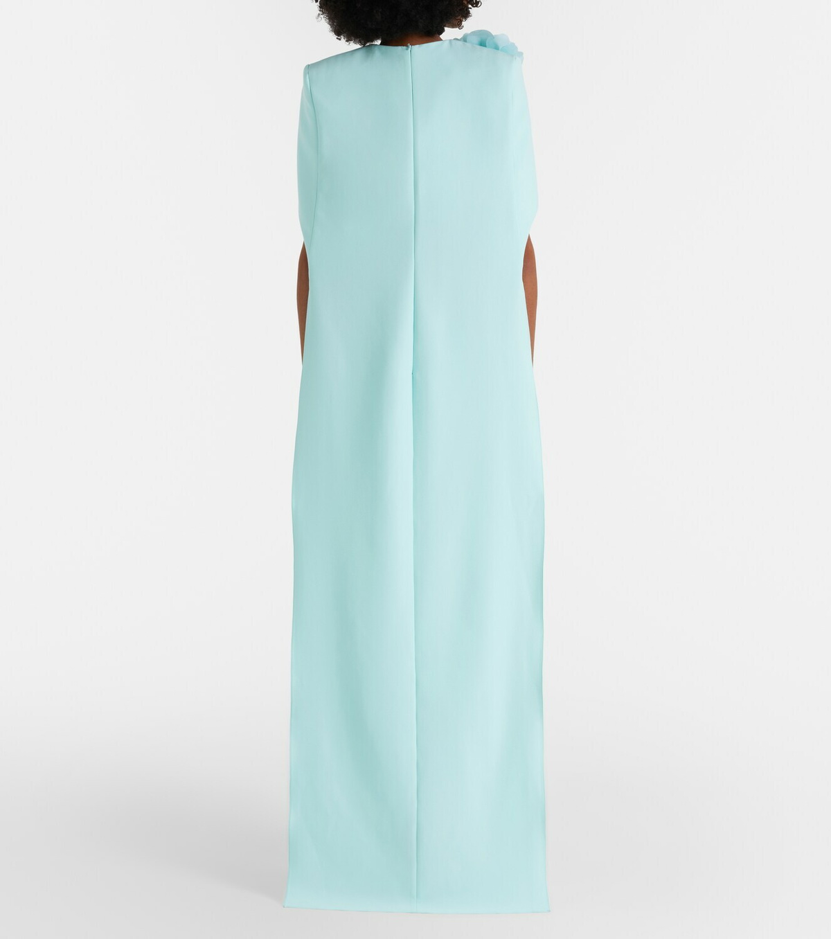 Safiyaa Lennox floral-appliqué caped crêpe gown