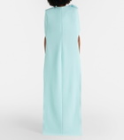 Safiyaa Lennox floral-appliqué caped crêpe gown