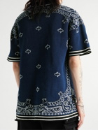 AMIRI - Logo-Embroidered Crocheted Cotton and Cashmere-Blend Polo Shirt - Blue