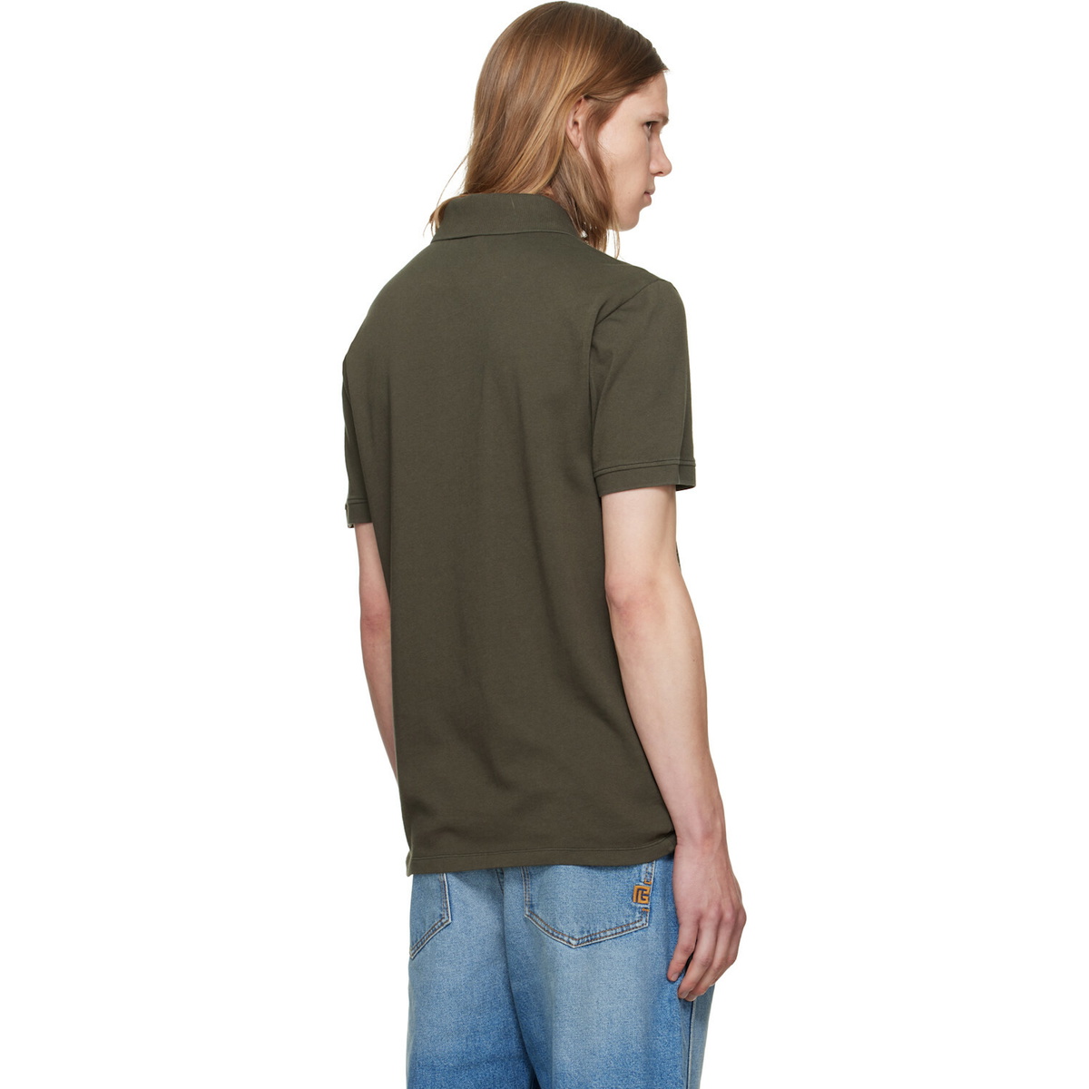 BALMAIN Khaki Small Vintage Embroidery Slim Fit Polo