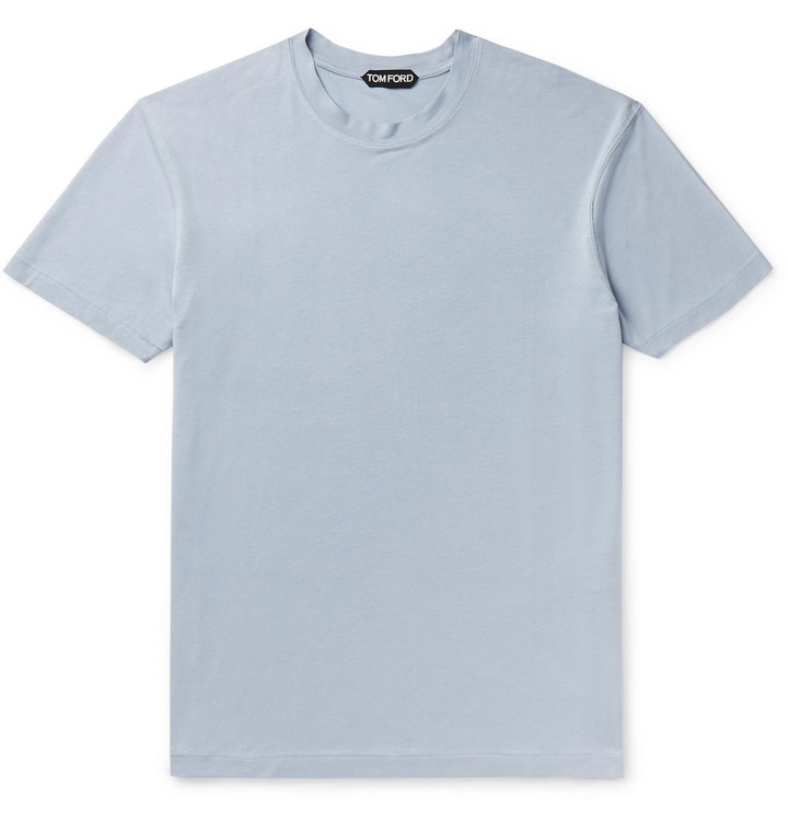 Photo: TOM FORD - Slim-Fit Lyocell and Cotton-Blend Jersey T-Shirt - Blue