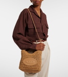 Tod's Logo leather-trimmed raffia tote bag