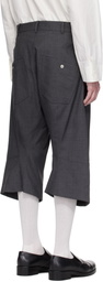 Omar Afridi Gray Knee Darted Flare Shorts