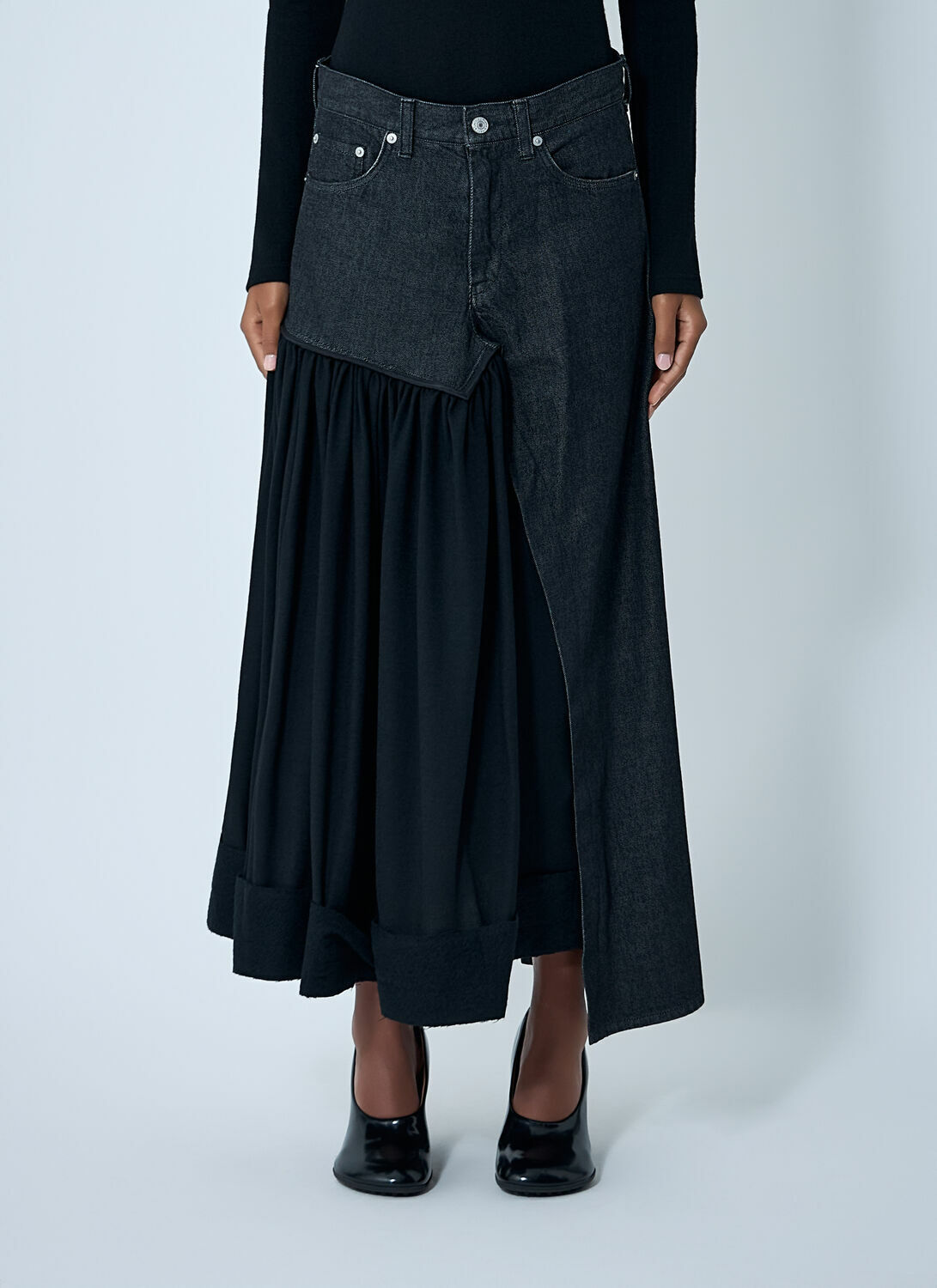 Yohji Yamamoto Cut-Off Combination Midi Skirt