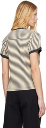 Carter Young Beige & Navy Striped Football T-shirt