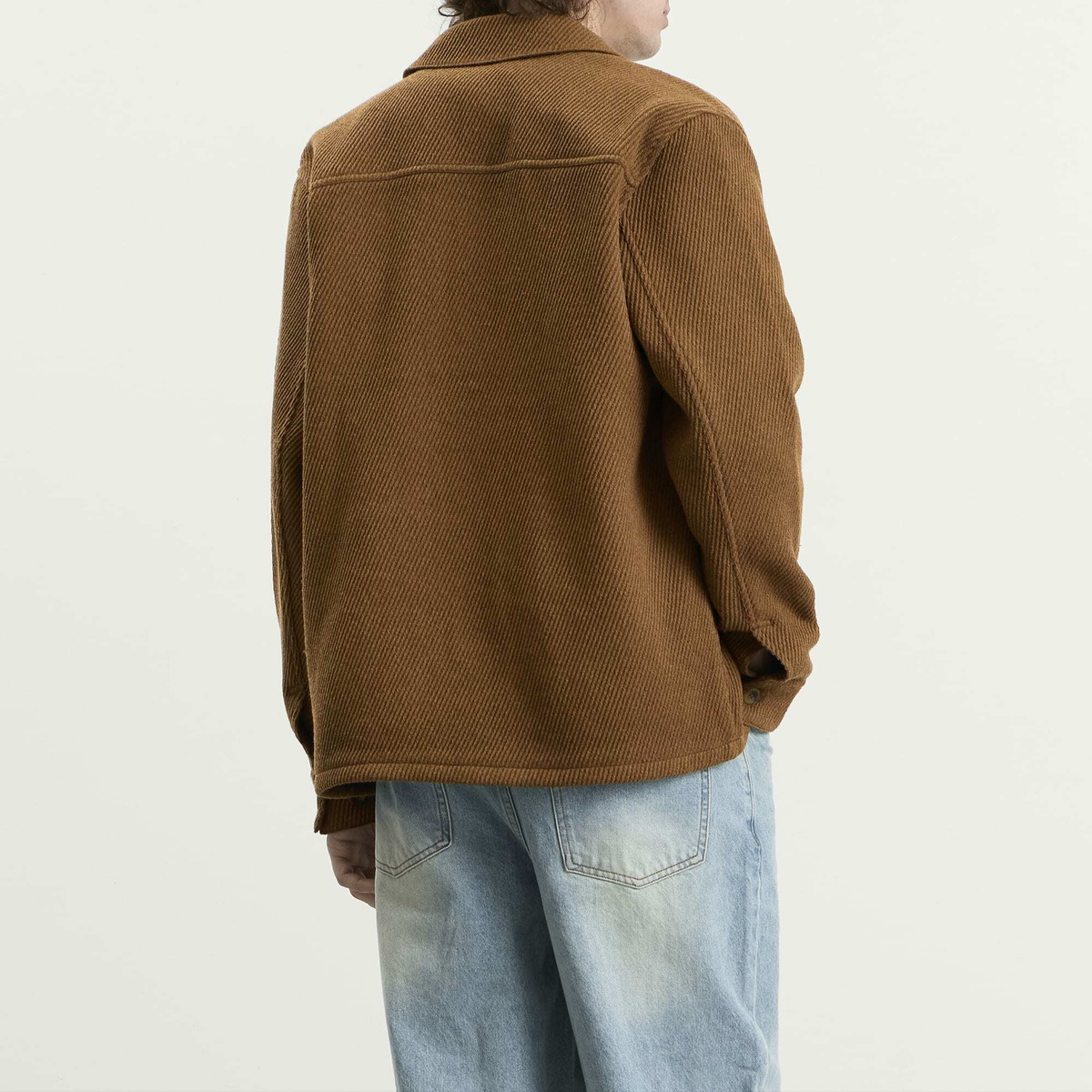 Les Deux Men's Twill Wool Overshirt in Rubber Brown