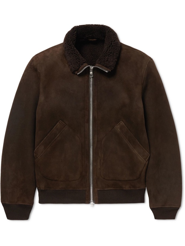Photo: Mr P. - Funnel-Neck Shearling Jacket - Brown