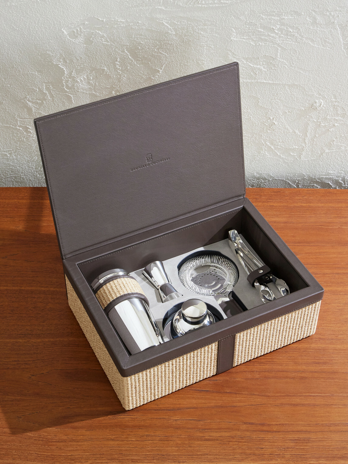 Brunello Cucinelli - Steel and Raffia Cocktail Set