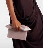 Aquazzura Bow Tie Mini metallic-effect twill clutch