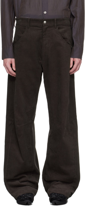 Photo: Omar Afridi Gray Knee Darted Flare Micro Cord Trousers