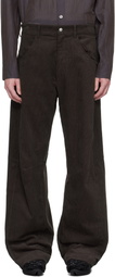 Omar Afridi Gray Knee Darted Flare Micro Cord Trousers