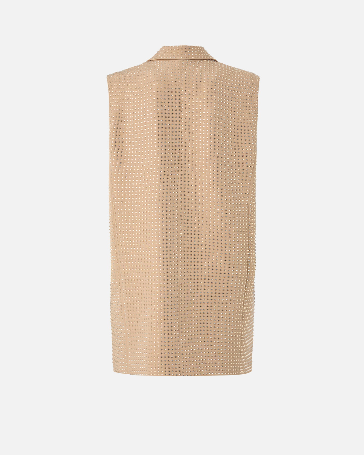 Pinko Blazer Vest With Rhinestones Warm Taupe Beige