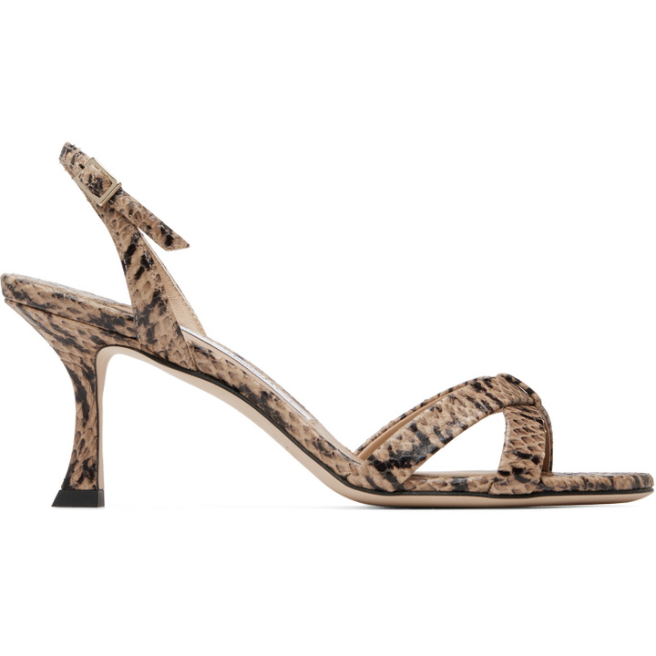 Photo: Jimmy Choo Taupe Elsy 70 Kigali Snake Printed Heeled Sandals