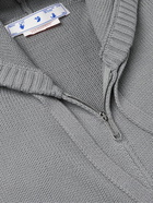 Off-White - Intarsia Cotton-Blend Zip-Up Hoodie - Gray