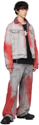 KUSIKOHC Gray & Red Workwear Multi Rivet Jeans