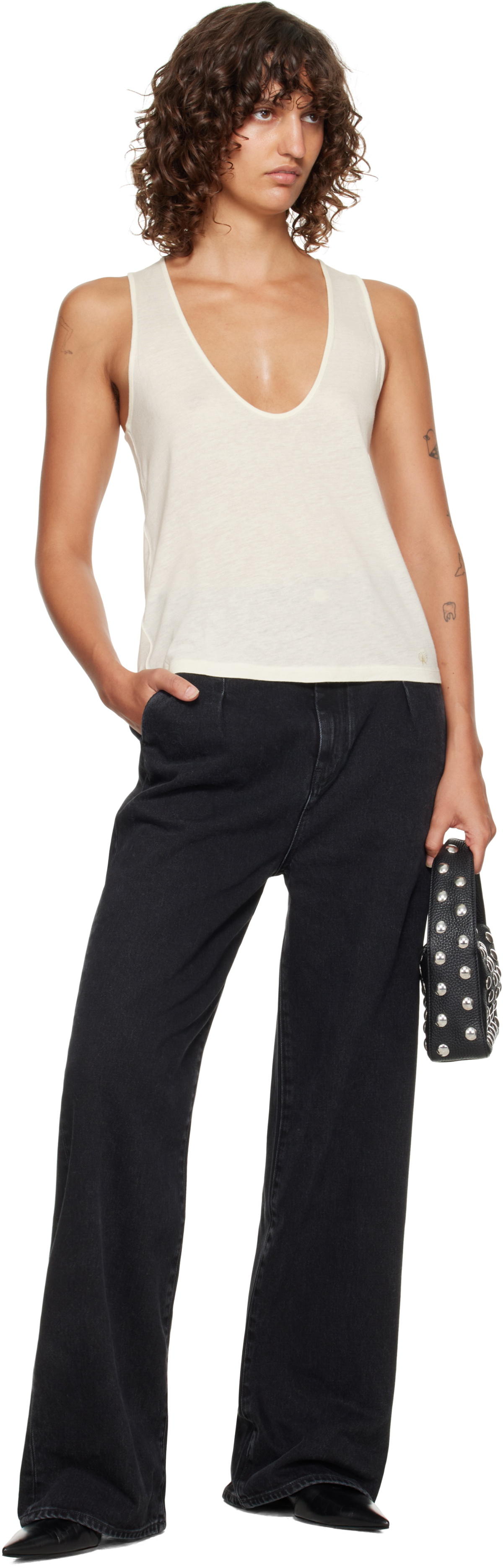 Loulou de Saison Off-White Albia LDS Jersey Tank Top
