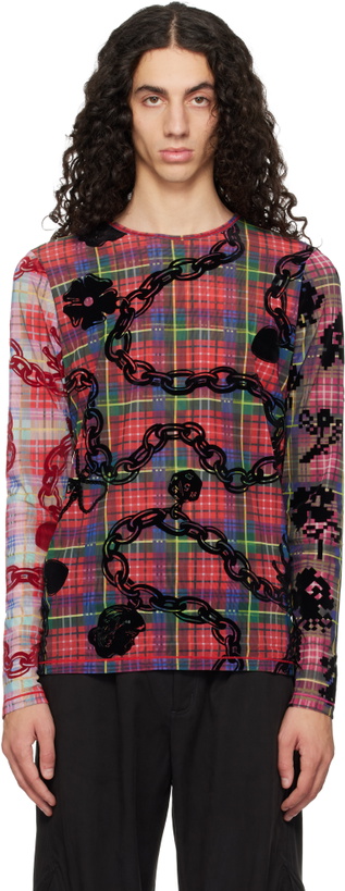 Photo: Chopova Lowena Red Lady Chain Flocked Mesh T-shirt