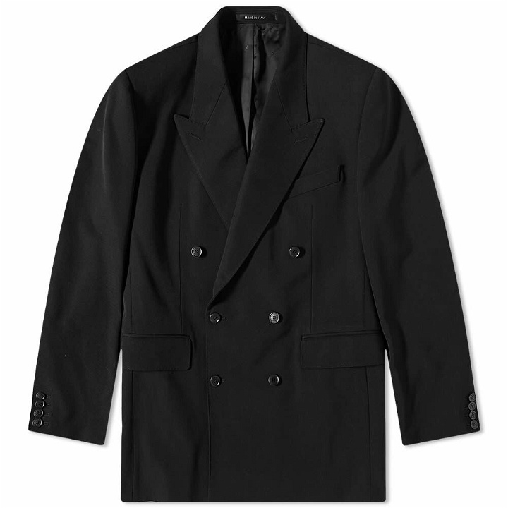 Photo: Balenciaga Men's Slim Fit Double Breasted Suit Jacket in Black