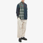 END. x Beams Plus 'Ivy League' Button Down Flannel Check Panel Shirt in Multi