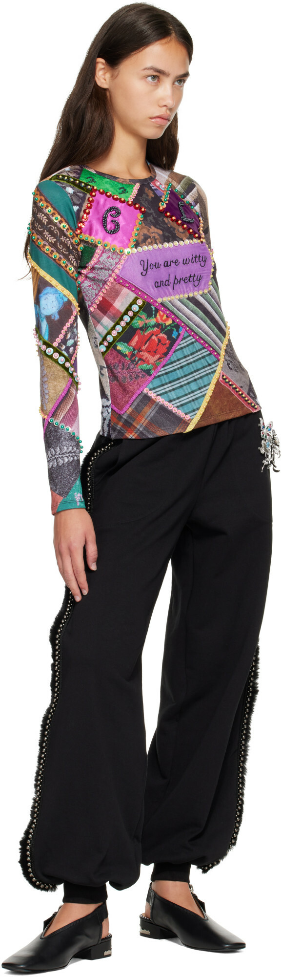 Chopova Lowena Multicolor 'Pretty' Beaded Jersey Top