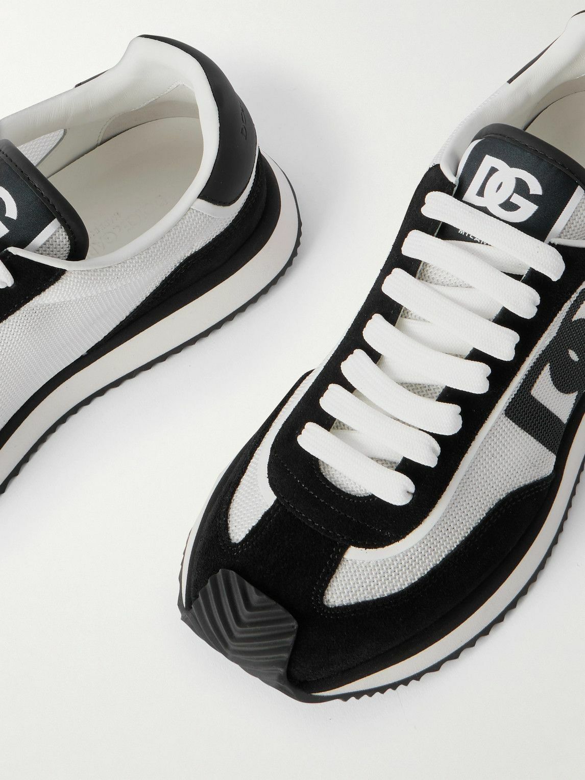 Dolce&Gabbana - Logo-Print Mesh, Leather and Suede Sneakers - Black