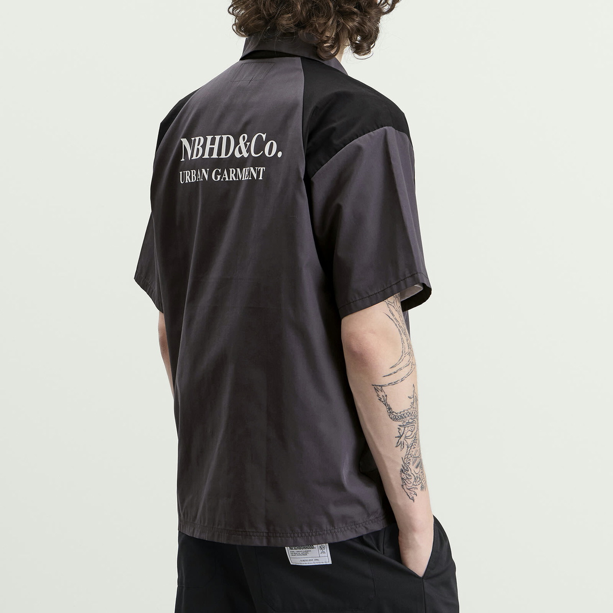Neighborhood Men's Classic 2-Tone Short Sleeve Work Shirt 2 in Black