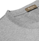 Berluti - Leather-Trimmed Mélange Cotton-Jersey T-Shirt - Men - Gray