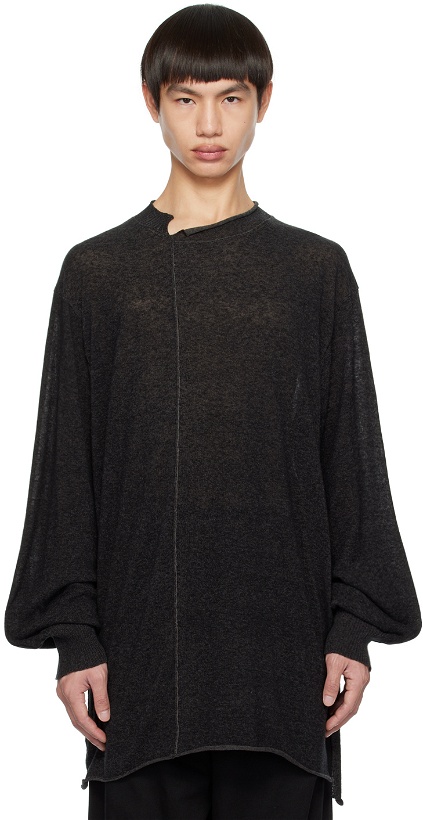Photo: Yohji Yamamoto Black & Gray Rolled Edge Sweater
