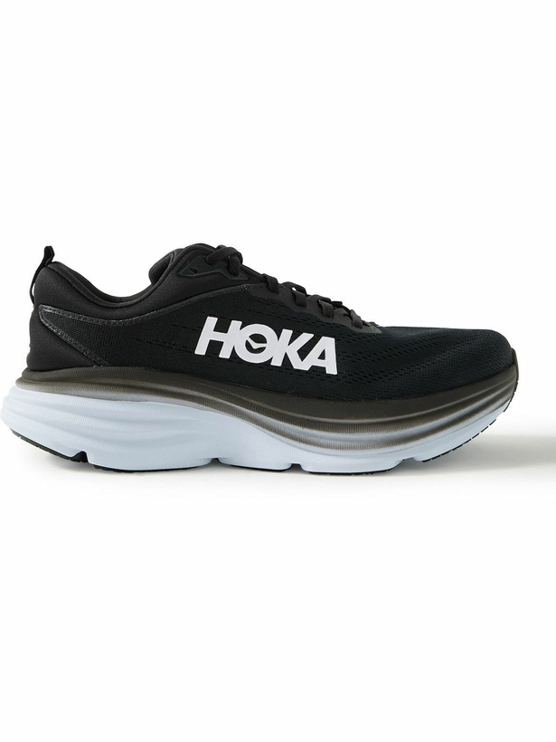 Photo: Hoka One One - Bondi 8 Wide-Fit Rubber-Trimmed Mesh Running Sneakers - Black