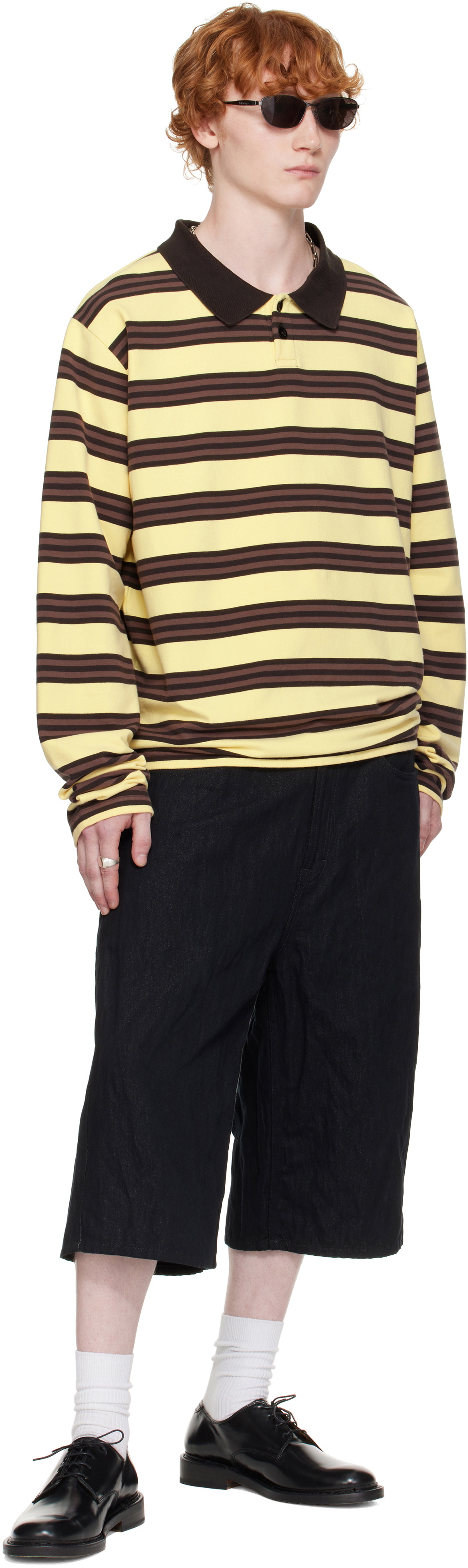 Still Kelly Yellow & Brown Oversized Polo