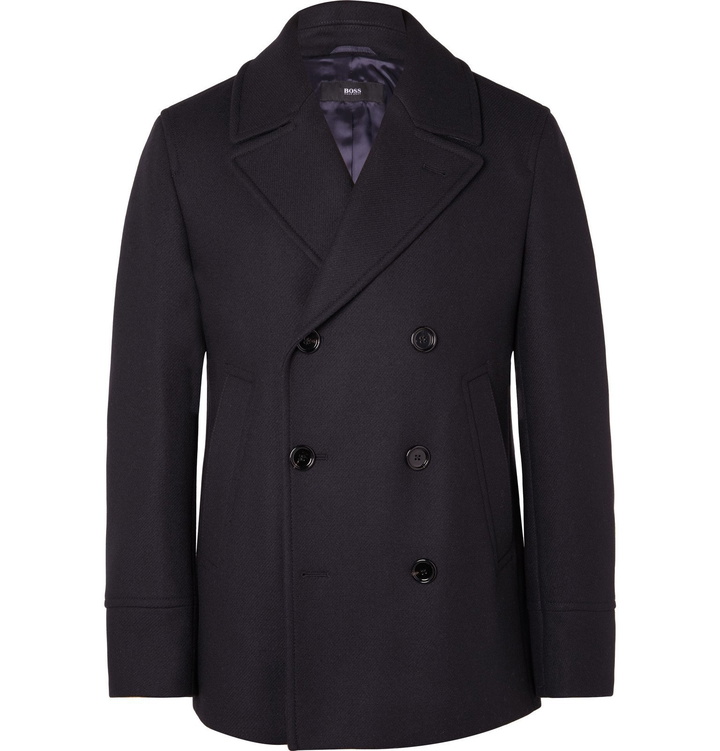 Photo: Hugo Boss - Dunes Virgin Wool-Blend Felt Peacoat - Blue