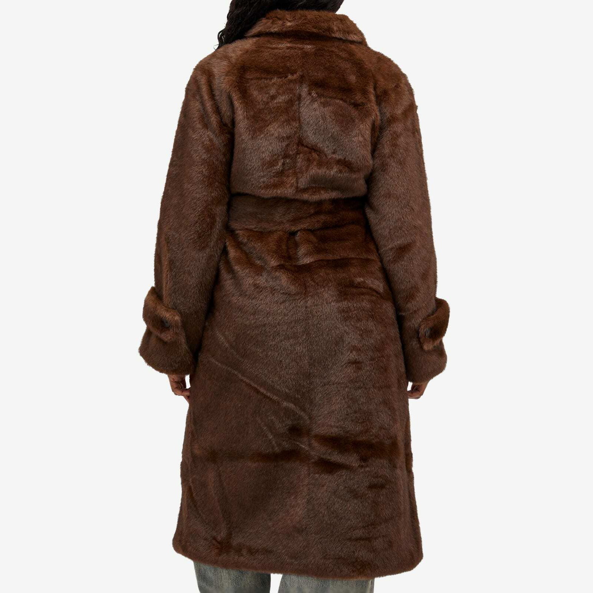 Meotine Women's Kelly Long Faux Fur Coat in Brown