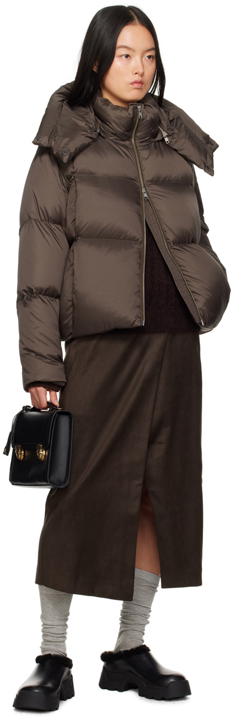 Youth Brown Oversized Down Jacket