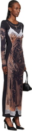 Marine Serre SSENSE Exclusive Black Wet Nuisette Printed Jersey LS Maxi Dress