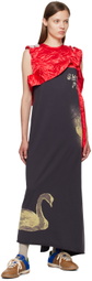 Meryll Rogge Purple & Red Swann Maxi Dress
