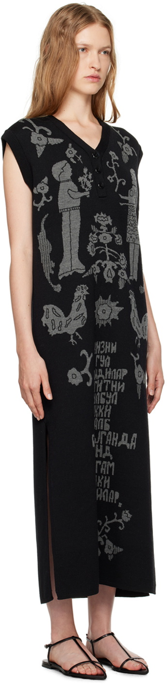 J.Kim Black Sangam Suzani Midi Dress