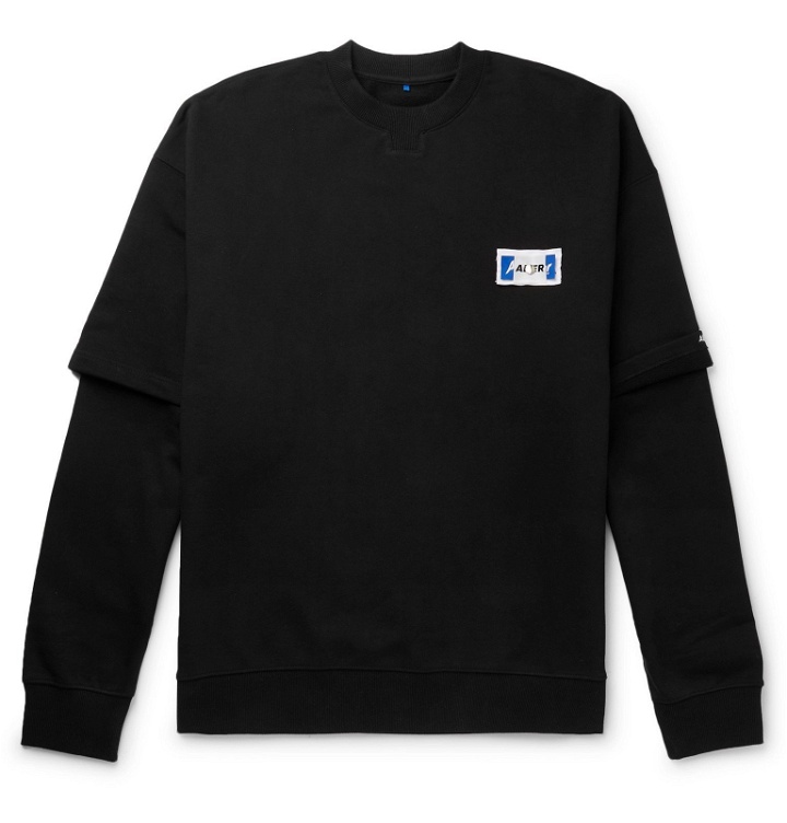 Photo: Ader Error - Oversized Layered Logo-Appliquéd Loopback Cotton-Jersey Sweatshirt - Black