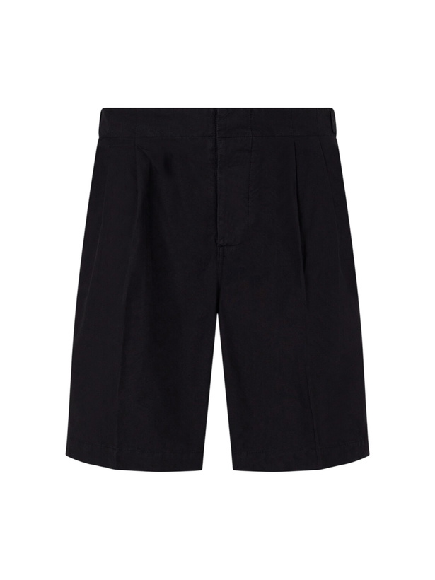 Photo: 3sixteen - Safari Straight-Leg Pleated Cotton-Poplin Shorts - Black