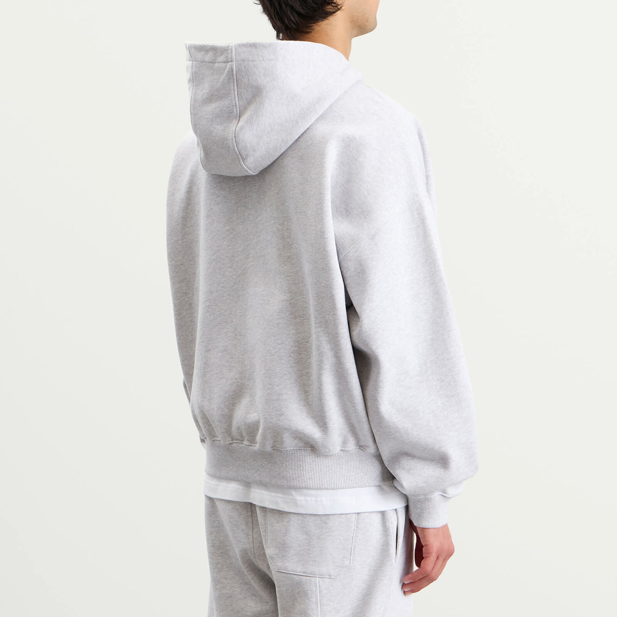 Cole Buxton Men's Mini Logo Zipped Hoodie in Light Grey Marl