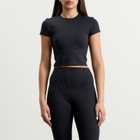 Nike Women's x SKIMS Matte Corset Short Sleeve Crop Top in Obsidian