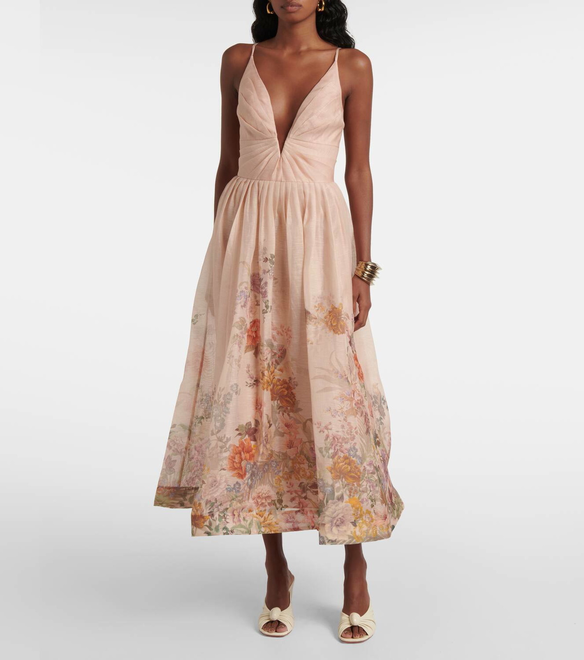 【Zimmermann】PAVILION V NECK MIDI DRESS Vネック ミディ Zimmermann Pavilion linen and silk midi dress Zimmermann