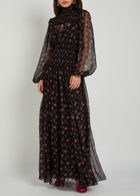 Dolce & Gabbana Floral-print Shirred Silk Maxi Dress Black