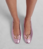 Valentino Garavani VLogo metallic leather ballet flats