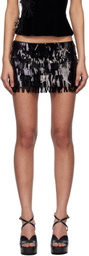 Fancì Club Black Honey Locust Sequins Miniskirt