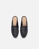 Pinko Flat Nappa Leather Mule Moccasins Limo Black